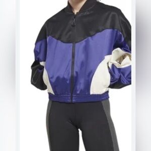 Reebok Women's Black and Purple Retro Bomber Jacket size XL